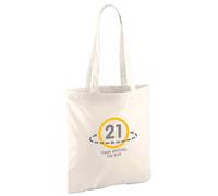 D Design Invent Print! 21st Gift Bag Birthday Present for Men Women Funny Gift Tote Shopping Bag Happy 21st Birthday Keepsake Age 21 Present 42cm x 38cm (Natural)