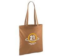 D Design Invent Print! 21st Gift Bag Birthday Present for Men Women Funny Gift Tote Shopping Bag Happy 21st Birthday Keepsake Age 21 Present 42cm x 38cm (Caramel)