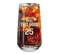 D Design Invent Print! 25th Birthday Gift Glass Mug Funny Printed Drinking Present for Men Women Age 25 Year Old Gift Idea Keepsake Happy Birthday - 480ml