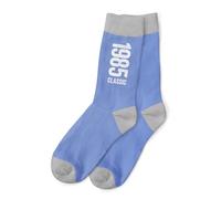D Design Invent Print! 40th Birthday Gift Socks Men's Funny Present Keepsake for Age 40 Size 6 - 11 (Cotton, Blue Heel Toe)