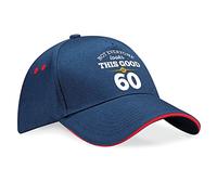 D Design Invent Print! 60th Birthday Gift for Men Women Hat Baseball 60 Cap Keepsake Present (Navy (Red Trim))