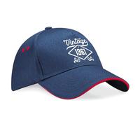 D Design Invent Print! 65th Birthday Gift Hat for Men Women Baseball Cap 65 Present Keepsake (Navy with Red Trim)