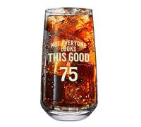 D Design Invent Print! 75th Birthday Gift Glass Mug Funny Printed Drinking Present for Men Women Age 75 Year Old Gift Idea Keepsake Happy Birthday - 480ml