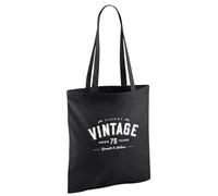 D Design Invent Print! 75th Gift Bag Birthday Present for Men Women Funny Tote Shopping Bag Happy 75th Keepsake Age 75 - Size 42cm x 38cm (Black)