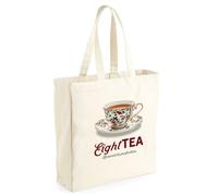 D Design Invent Print! 80th Birthday Gift Bag Funny Cotton Canvas Gift Tea Theme Present Keepsake for Women Men Tote Shopping Bag Age 80 Years Old - 40cm x 39cm x 13cm (Natural)