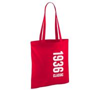 D Design Invent Print! 90th Birthday Gift Bag for Men Women Funny Gift Tote Shopping Age 90 Present 42cm x 38cm (Red)