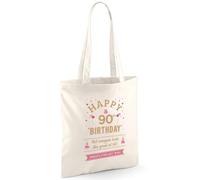 D Design Invent Print! 90th Birthday Gift Bag for Men Women Funny Gift Tote Shopping Bag Keepsake Age 90 Present 42cm x 38cm (Cotton, Natural)