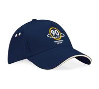 D Design Invent Print! 90th Birthday Gift Party Hat for Men Women Hat Baseball Cap Age Happy 90th Birthday 90 Keepsake Present - Adjustable (UK, Alpha, One Size, Navy - White)