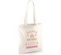 D Design Invent Print! 95th Birthday Gift Bag for Men Women Funny Gift Tote Shopping Bag Keepsake Age 95 Present 42cm x 38cm (Cotton, Natural)