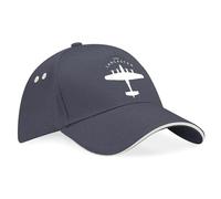 D Design Invent Print! Avro Lancaster Hat Baseball Cap WWII Aircraft Silhouette Gift Present Keepsake Memorabilia for Men and Women Adjustable (Cotton, Graphite Grey/White Trim)