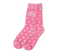 D Design Invent Print! Birthday Gift Socks for Women Keepsake 18th 21st 30th 40th 50th 60th 65th 70th 75th 80th 90th Present Act My Age Size 4-7 (Pink Stars)