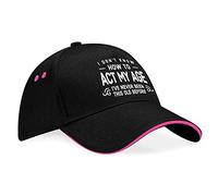 D Design Invent Print! Birthday Hat Gift for Men Keepsake Baseball Cap Act My Age 18th 21st 30th 40th 50th 60th 65th 70th 75th 80th 90th Present (Black/Pink)