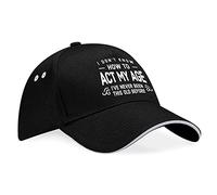 D Design Invent Print! Birthday Hat Gift for Men Keepsake Baseball Cap Act My Age 18th 21st 30th 40th 50th 60th 65th 70th 75th 80th 90th Present (Black)