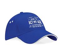 D Design Invent Print! Birthday Hat Gift for Men Keepsake Baseball Cap Act My Age 18th 21st 30th 40th 50th 60th 65th 70th 75th 80th 90th Present (Royal Blue)