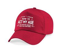 D Design Invent Print! Birthday Hat Gift for Women Keepsake Act My Age 18th 21st 30th 40th 50th 60th 65th 70th 75th 80th 90th Present (Red)