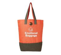 D Design Invent Print! Canvas Jute Tote Shopping Bag Funny Reusable Beach Travel Shoulder Gift Bag for Ladies Women Grocery Bag for Life 50cm x 48cm x 17cm (Emotional Baggage)
