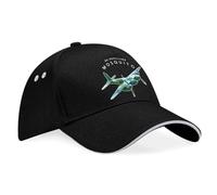 D Design Invent Print! De Havilland Mosquito Hat Baseball Cap WWII Aircraft Gift Present Keepsake Memorabilia for Men and Women Adjustable (Cotton, Black/Grey Trim)