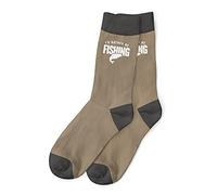 D Design Invent Print! Fishing Gift Socks Men’s Rather be Fishing Funny Quote Size 6-11 (Tan)