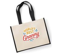 D Design Invent Print! Granny Gift Set, Cotton Jute Tote Bag with Matching Socks, Perfect Birthday or Xmas Present, Keepsake for Granny (Black Bag Only)