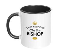 D Design Invent Print! I Can't Keep Calm I'm The Bishop Gift Coffee Mug, 11oz, White with Blue Handle, Wedding Gift Present & Keepsake (Bishop)