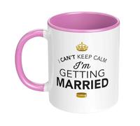 D Design Invent Print! I Can't Keep Calm I'm The Bride Gift Coffee Mug, 11oz, White with Pink Handle, Wedding Gift Present & Keepsake