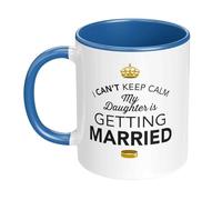 D Design Invent Print! I Can't Keep Calm I'm The Father of The Bride Coffee Mug, 11oz, White with Blue Handle, Wedding Gift Present & Keepsake (DTM)