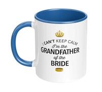 D Design Invent Print! I Can't Keep Calm I'm The Grandfather of Bride Gift Coffee Mug, 11oz, White with Blue Handle, Wedding Gift Present & Keepsake