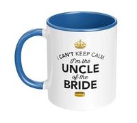 D Design Invent Print! I Can't Keep Calm I'm The Uncle of Bride Gift Coffee Mug, 11oz, White with Blue Handle, Wedding Gift Present & Keepsake
