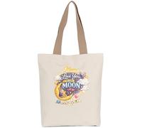D Design Invent Print! Mum Gift Bag Love You to the Moon and Back Tote, Canvas Shopping Bag - 42cm x 38cm (Natural)