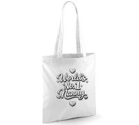 D Design Invent Print! Nanny Gift Bag, Cotton Tote, Perfect for Birthday Mother’s Day or Xmas Present - 42cm x 38cm (White)