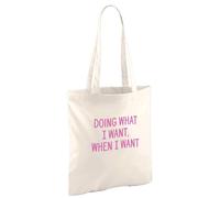 D Design Invent Print! Retirement Gift Bag Doing What I Want Tote for Men Women Mum Dad Funny Joke Present Gift Idea Retired Retire Age Keepsake Shopping Bag 42cm x 38cm (Natural)