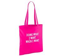 D Design Invent Print! Retirement Gift Bag Doing What I Want Tote for Men Women Mum Dad Funny Joke Present Gift Idea Retired Retire Age Keepsake Shopping Bag 42cm x 38cm (Pink)