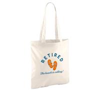 D Design Invent Print! Retirement Gift Bag Flip Flops Tote for Men Women Mum Dad Funny Joke Present Gift Idea Retired Retire Age Keepsake Shopping Bag 42cm x 38cm (Natural)