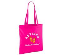 D Design Invent Print! Retirement Gift Bag Flip Flops Tote for Men Women Mum Dad Funny Joke Present Gift Idea Retired Retire Age Keepsake Shopping Bag 42cm x 38cm (Pink)
