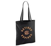 D Design Invent Print! Retirement Gift Bag Not Expired Tote for Men Women Mum Dad Funny Joke Present Gift Idea Retired Retire Age Keepsake Shopping Bag 42cm x 38cm (Black)