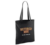 D Design Invent Print! Retirement Gift Bag Retired Mode Tote for Men Women Mum Dad Funny Joke Present Gift Idea Retired Retire Age Keepsake Shopping Bag 42cm x 38cm (Black)