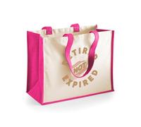 D Design Invent Print! Retirement Gift Bag Tote for Men Women Mum Dad Funny Joke Present Gift Idea Retired Retire Age Keepsake Shopping Bag 'Not Expired' 42cm x 33cm x 19cm (Fuchsia)