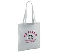 D Design Invent Print! Retirement Gift Bag Wine O'Clock Tote for Men Women Mum Dad Funny Joke Present Gift Idea Retired Retire Age Keepsake Shopping Bag 42cm x 38cm (Grey)