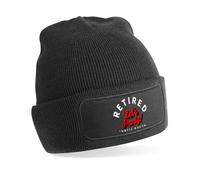 D Design Invent Print! Retirement Gift Hat Beanie for Men Dad Lets Party Funny Joke Present Gift Idea Retired Retire Age Keepsake (Cotton, Black)