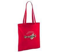 D Design Invent Print! Spitfire Flying Legend Supermarine Gift Shopping Bag WWII Aircraft Gift Keepsake For Men and Women 42cm x 38cm (Cotton, Red)