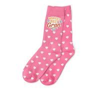 D Design Invent Print! World's Best Gran Pink Socks, Women's Heart and Star Pattern Gift, Size 4-7, Perfect for Birthday and Xmas Presents (Hearts)