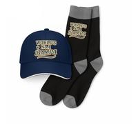 D Design Invent Print! World's No.1 Bampa Gift Set, Baseball Cap and Socks, Father's Day Birthday Present, Personalised Keepsake - one size fits all (Navy Cap + Socks)