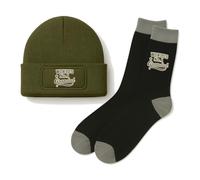D Design Invent Print! World's No.1 Grandad Gift Set, Beanie Hat and Socks, Birthday or Xmas Present, Keepsake for Grandad (one size fits all) (Olive Beanie + Socks)