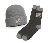 D Design Invent Print! World's No.1 Grandpa Gift Set, Beanie Hat and Socks, Birthday or Xmas Present, Keepsake for Grandpa (one size fits all) (Grey Beanie + Socks)