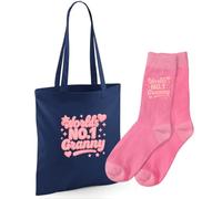 D Design Invent Print! World's No.1 Granny Gift Set, Cotton Tote Bag with Matching Socks, Perfect Birthday or Xmas Present, Keepsake for Granny (Navy Bag + Socks)