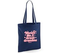 D Design Invent Print! World's No.1 Great Grandma Gift Set, Cotton Tote Bag with Matching Socks, Perfect Birthday or Xmas Present, Keepsake for Great Grandma (Navy Bag Only)