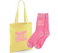 D Design Invent Print! World's No.1 Nonna Gift Set, Cotton Tote Bag with Matching Socks, Perfect Birthday or Xmas Present, Keepsake for Nonna (Lemon Bag + Socks)