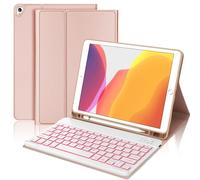 D DINGRICH Backlit Keyboard Case for iPad 9th Generation 2021 10.2 inch, Rose Gold