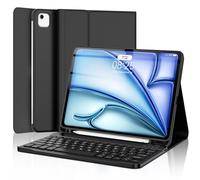 D DINGRICH iPad Air 11-inch M2 Case with Keyboard 2024, Smart Folio Leather Cover with Pencil Holder for iPad Air M2 11 inch, Rechargeable, Magnetic Wireless Keyboard for iPad Air 11” 6th Gen - Black