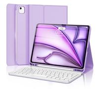 D DINGRICH iPad Air 11-inch M2 Case with Keyboard 2024, Smart Folio Leather Cover with Pencil Holder for iPad Air M2 11 inch, Rechargeable, Magnetic Wireless Keyboard for iPad Air 11” 6th Gen - Purple